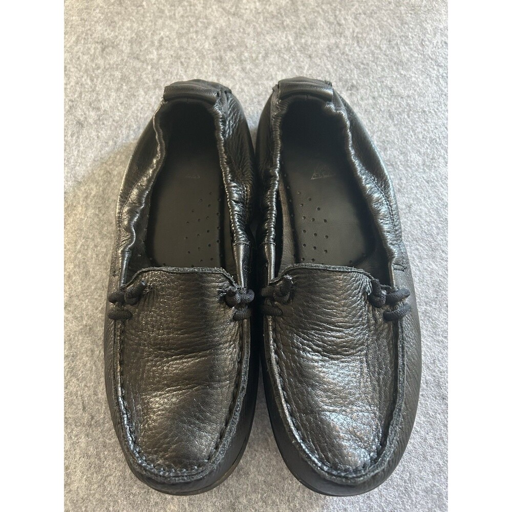 Hush Puppies Black Moccasin Style Leather Dress Shoe 9, Comfort Office Church